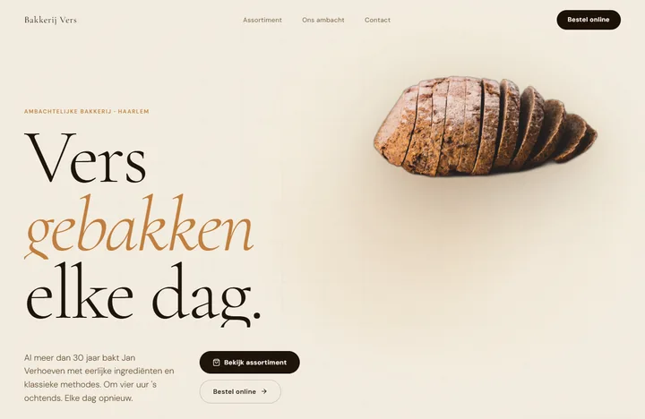 Demo-website Bakkerij Vers — Retail & Food