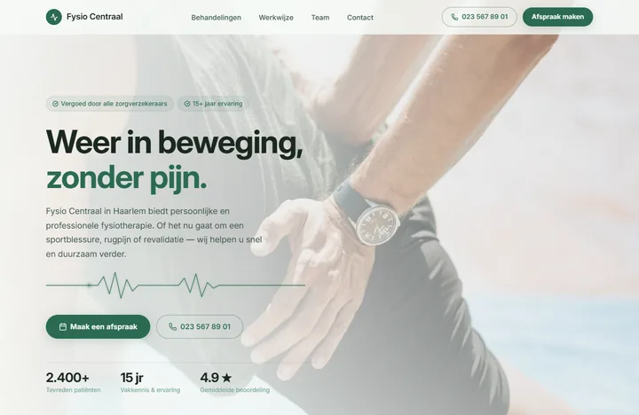 Demo-website Fysio Centraal — Zorg & Gezondheid